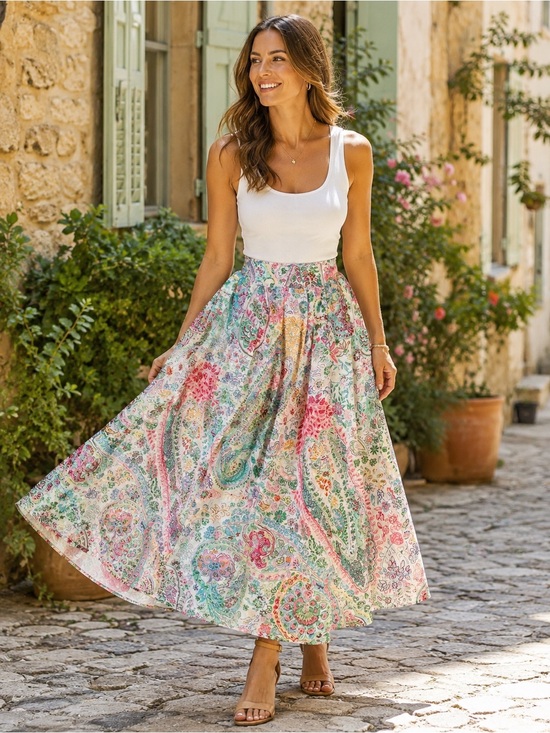 Talbots Dresses & Skirts - Talbots cotton paisley full skirt